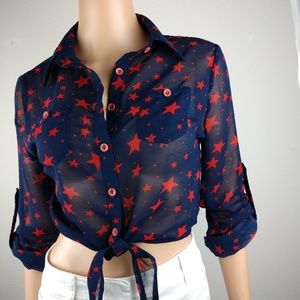 Love Culture Star 🌟 Spangled Mid Drift sz S EUC